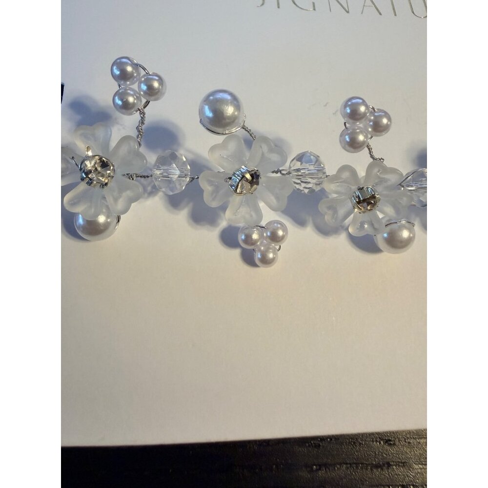 Galina Signature Pearl Floral Bridal Headpiece Adjustable Headband - Picture 2 of 3